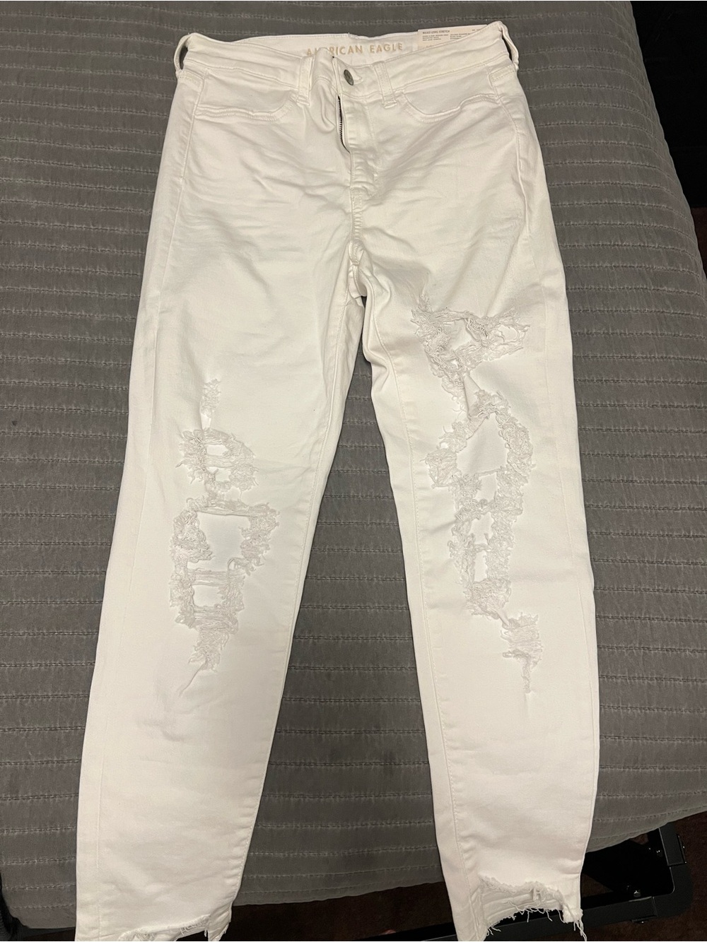 American Eagle Outfitters White Distressed Boyfriend Jeans